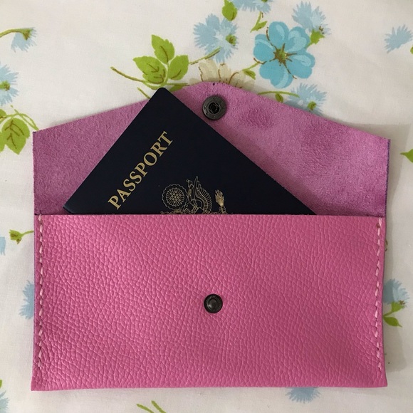 Handmade Handbags - Handmade Pink Genuine Leather Envelope Clutch